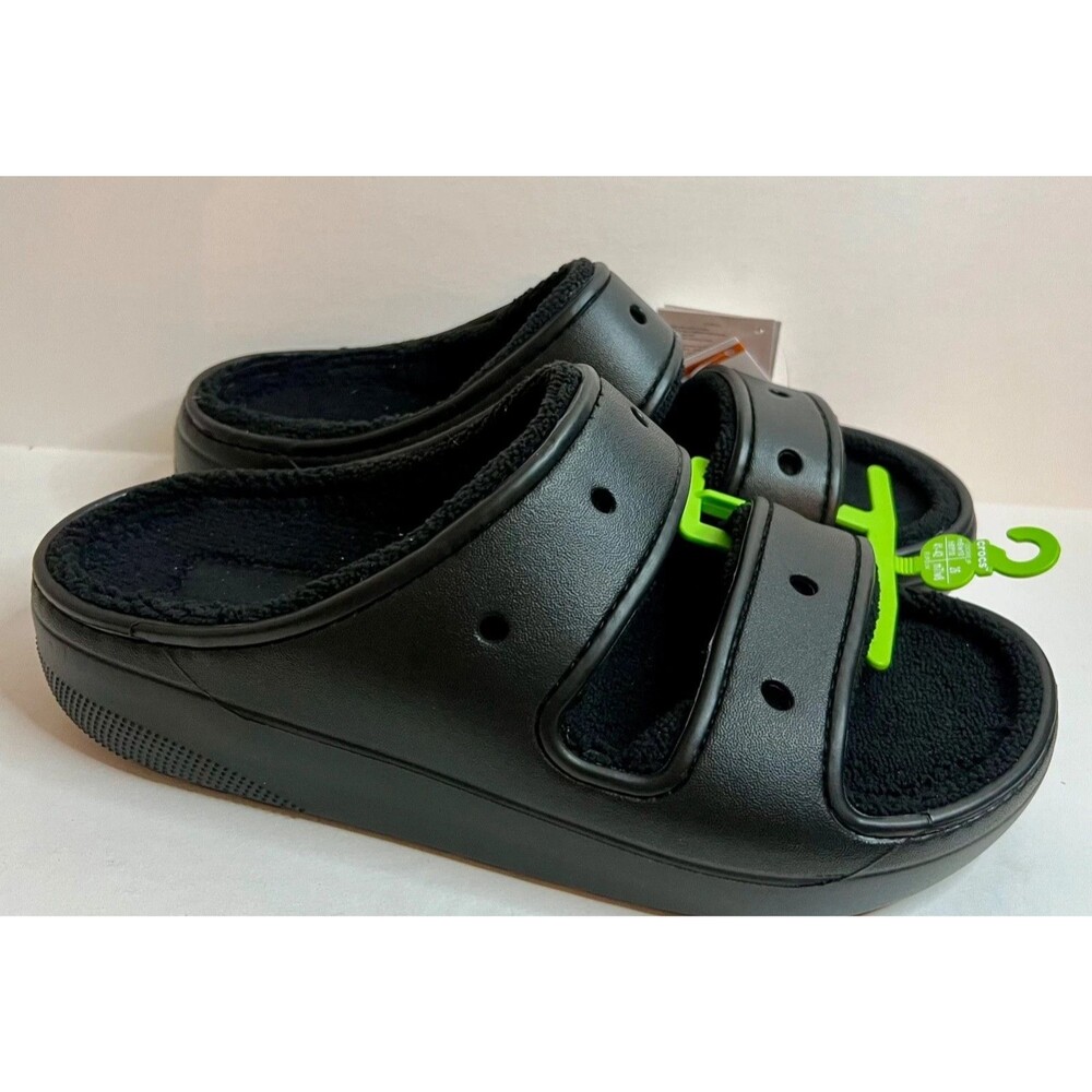 Crocs Women's Classic Cozzzy Towel Platform Sandals Black Men’s 10 Women’s 12 ne